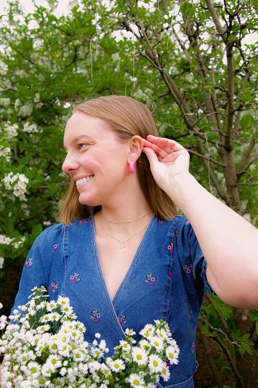 Pink Chunk Hoops