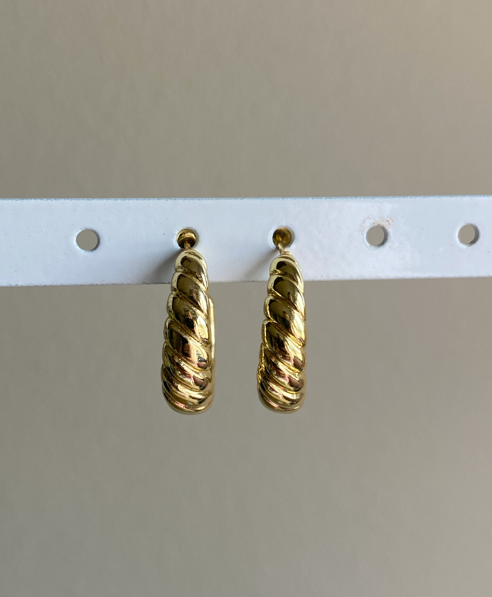 14k Baguette Hoops